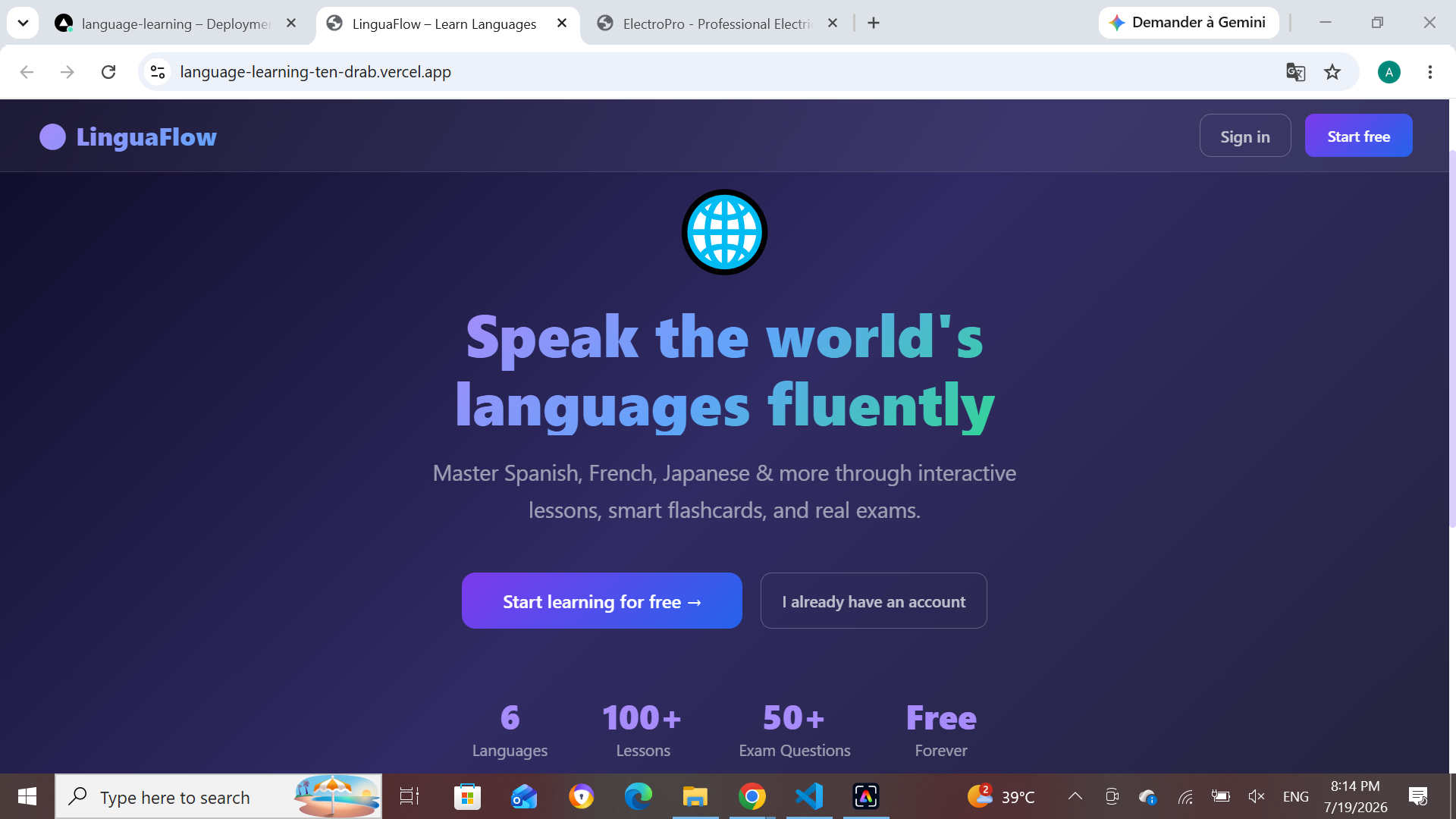 Language Learning Website